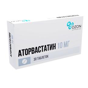 Аторвастатин таб п/об/пл 10мг №30 /озон/ (Аторвастатин)