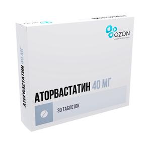 Аторвастатин таб п/об/пл 40мг №30 /озон/ (аторвастатин)