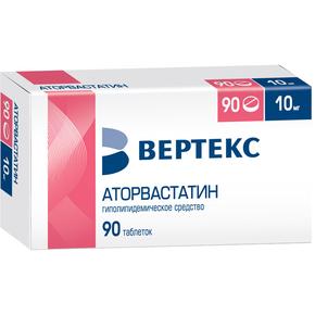 Аторвастатин-вертекс таб п/об/пл 10мг №90 (Аторвастатин)