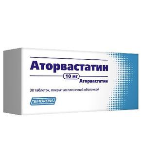 Аторвастатин таб п/обл/пл 10мг №30 /биоком-синтез/ (Аторвастатин)