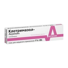 Клотримазол-акрихин мазь 1% 20г туба (Клотримазол)