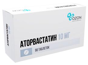 Аторвастатин таб п/об/пл 10мг №90 /озон/ (аторвастатин)