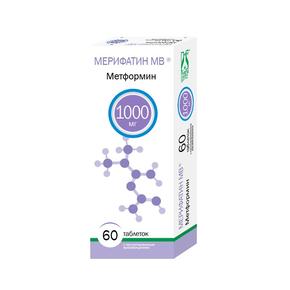 Мерифатин мв таб пролонг. 1000мг №60 (Метформин)