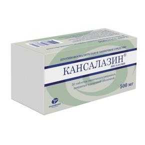 Кансалазин таб кишечнорастворимые п/об/пл 500мг №50 (Месалазин)