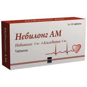 Небилонг ам таб 5мг + 5мг №30 (Небиволол + Амлодипин)