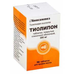 Тиолипон таб п/об/пл 300мг №30 банка (Тиоктовая кислота)