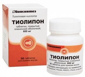 Тиолипон таб п/об/пл 600мг №30 банка (Тиоктовая кислота)