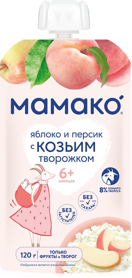 МАМАКО пюре 120г яблоко и персик с козьим творожком