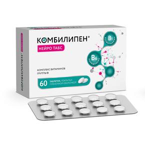Комбилипен нейро табс таб п/об/пл 100мг + 100мг №60 (Бенфотиамин + Пиридоксин)