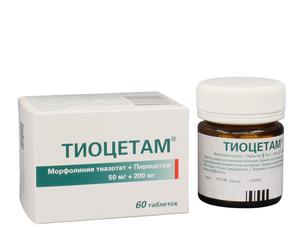 Тиоцетам таб п/об/пл 50мг + 200мг №60 (Морфолиния тиазотат + Пирацетам)