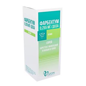 Фарбентум спрей д/местн.прим. дозированный 0,255мг/доза 176 доз 30мл фл (Бензидамин)