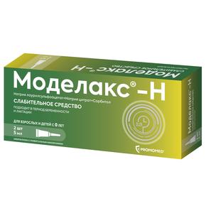 Моделакс-н р-р ректальный 5мл туба №2 (Натрия лаурилсульфоацетат + Натрия цитрат + Сорбитол)