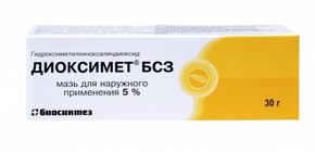 Диоксимет бсз мазь д/наруж.прим. 5% 30г туба (Гидроксиметилхиноксалиндиоксид)
