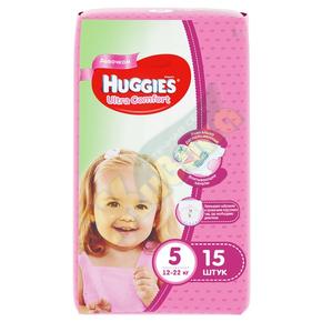 ХАГГИС Ультра комфорт подгузники для девочек 12-22кг №15 (Huggies)