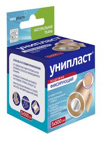 УНИПЛАСТ пластырь фиксир. натуральн. ткан.осн. 5смх500см