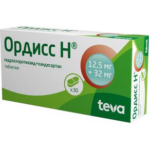 Ордисс н таб 12,5мг + 32мг №30 (Гидрохлоротиазид + Кандесартан)