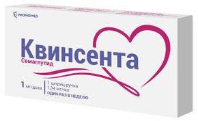 Квинсента р-р д/и/п/к 1мг/доза 3мл шприц-ручка №1 в комплекте с иглами №4 (Семаглутид)
