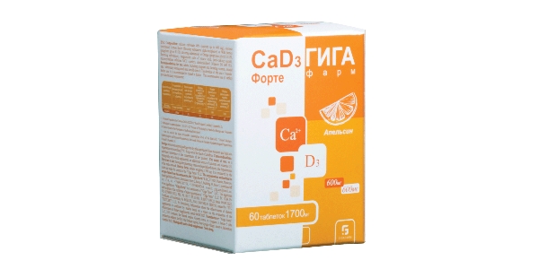 КАЛЬЦИЙ Д3 Форте таб №60 апельсин (CaD3 Gigafarm)