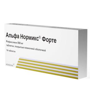 Альфа нормикс форте таб п/об/пл 550мг №14 (Рифаксимин)