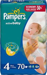 ПАМПЕРС Актив беби подгузники детские 7-18кг №70 (Pampers)