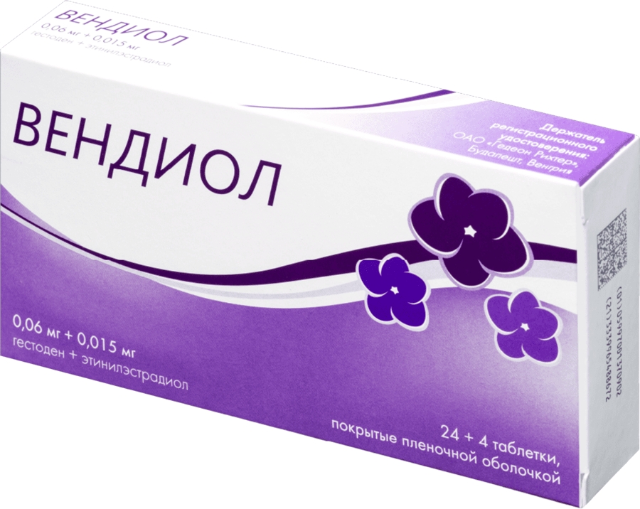 Вендиол таб п/об/пл 0,06мг + 0,015мг №28 (Гестоден + Этинилэстрадиол)
