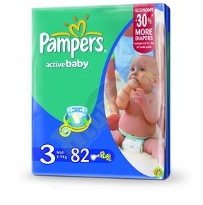 ПАМПЕРС Актив беби подгузники детские 4-9кг №82 (Pampers)