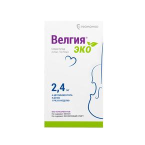 Велгия эко р-р д/и/п/к 2,4мг 0,75мл шприц в автоинжекторе №4 (Семаглутид)