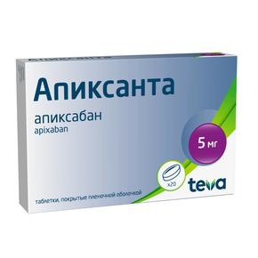 Апиксанта таб п/об/пл 5мг №20 (Апиксабан)