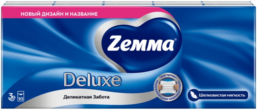 ЗЕММА Делюкс деликатная забота платки носовые бумажные №10x10 (Zemma Deluxe)