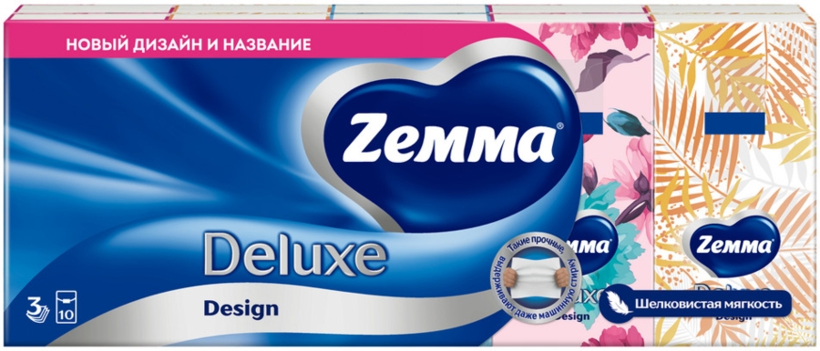 ЗЕММА Делюкс дизайн платки носовые бумажные №10x10 (Zemma Deluxe Design)