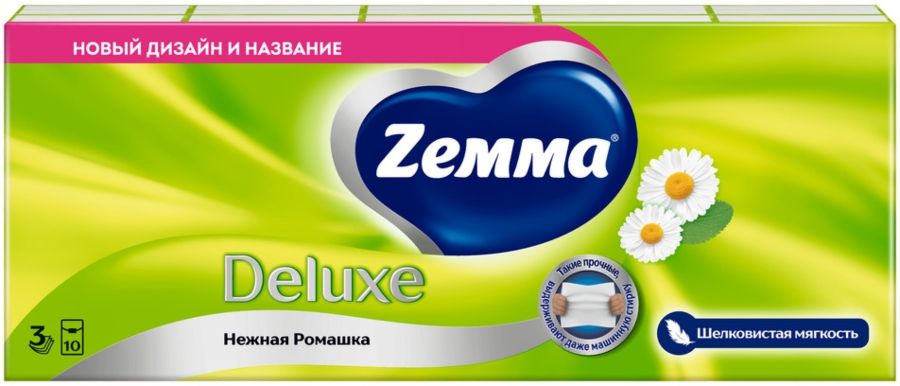 ЗЕММА Делюкс нежная ромашка платки носовые бумажные №10x10 (Zemma Deluxe)