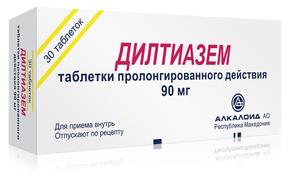 Дилтиазем таб пролонг 90мг №30 /алкалоид/ (Дилтиазем)