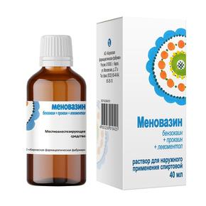 Меновазин р-р д/наруж.прим. спиртовой 40мл фл /кировская фф/ (Бензокаин + Прокаин + Левоментол)