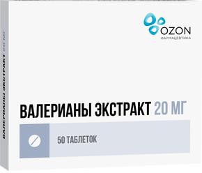 Валерианы экс-кт таб п/об 20мг №50 /озон/ (Валерианы корневища с корнями)