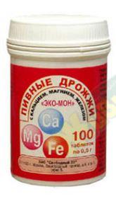 ЭКО-МОН дрожжи пивн. таб 0,45г №100 ca/mg/fe