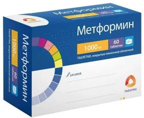 Метформин таб п/об/пл 1000мг №60 /рафарма/ (Метформин)