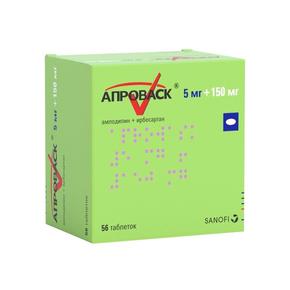 Апроваск таб п/об/пл 5мг + 150мг №56 (Амлодипин + Ирбесартан)