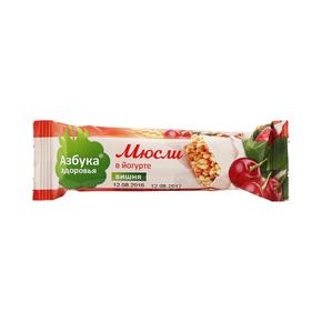 АЗБУКА ЗДОРОВЬЯ батончик мюсли в йогурте вишня 30г /ригла/