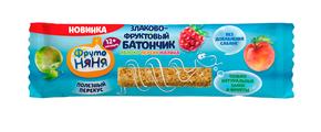 ФРУТОНЯНЯ батончик фруктово-злаковый 25г яблоко/персик/малина/злаки