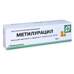 Метилурацил мазь д/местн/наруж.прим. 10% 25г туба /биосинтез/ (Диоксометилтетрагидропиримидин)