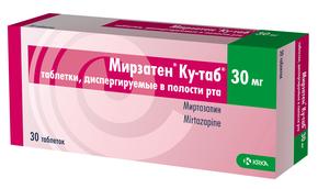 Мирзатен ку-таб таб дисперг. 30мг №30 (Миртазапин) RP ОСТАЕТСЯ В АПТЕКЕ