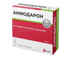 Амиодарон конц. д/приг.р-ра д/и/в/в 50мг/мл 3мл №10 (Амиодарон)
