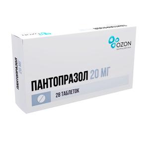 Пантопразол таб кишечнорастворимые п/об 20мг №28 /озон/ (Пантопразол)