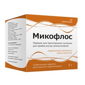 Микофлос пор-к д/приг.сусп. д/вн.прим. апельсин 5г пак №20 (Подорожника овального семян оболочка)