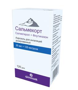 Сальмекорт аэрозоль д/инг. дозир. 25мкг + 125мкг/доза 120доз (Салметерол + Флутиказон)