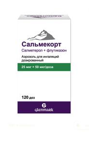 Сальмекорт аэрозоль д/инг. дозир. 25мкг + 50мкг/доза 120доз балл.аэр. (Салметерол + Флутиказон)