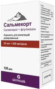 Сальмекорт аэрозоль д/инг. дозир. 25мкг + 250мкг/доза 120доз балл.аэр. (Салметерол + Флутиказон)