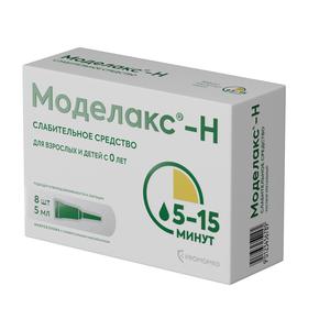 Моделакс-н р-р ректальный 5мл туба №8 (Натрия лаурилсульфоацетат + Натрия цитрат + Сорбитол)