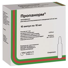 Пропанорм р-р д/и/в/в 3,5мг/мл 10мл амп №10 (Пропафенон)