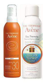 AVENE набор спрей солнцезащитный 200мл spf30  +  вода термальная 150мл в подарок (АВЕН)